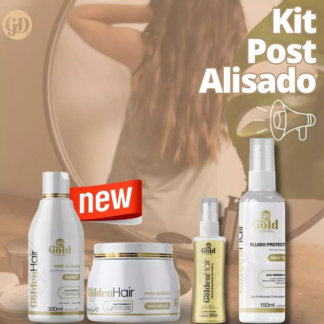 Post-Straightening Kit | 4 Products (Shampoo, Mask, Serum, and Heat Protectant)