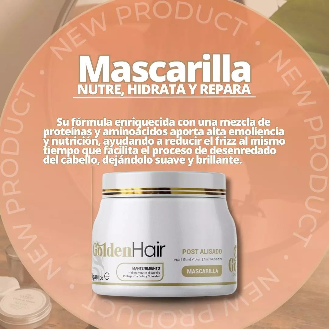 Post Straightening Kit | GoldenHair Post Keratin Shampoo and Mask. 250mL