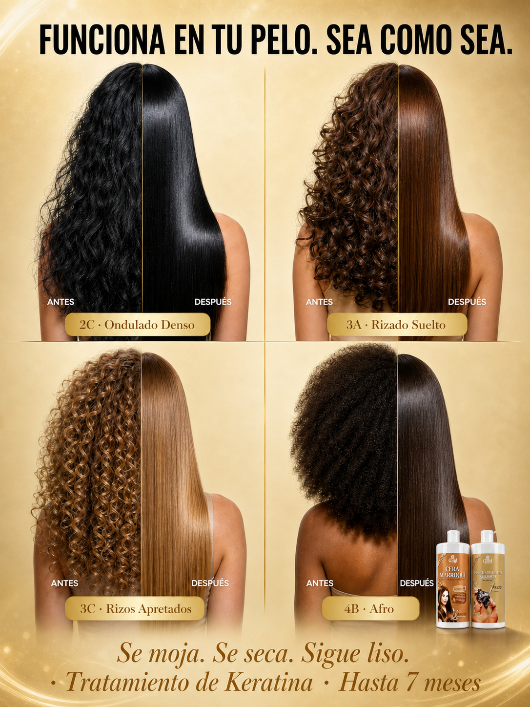 Kit Alisado | Cera Marroquí Gold DIAMOND | Sin Formol