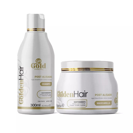 Post Straightening Kit | GoldenHair Post Keratin Shampoo and Mask. 250mL